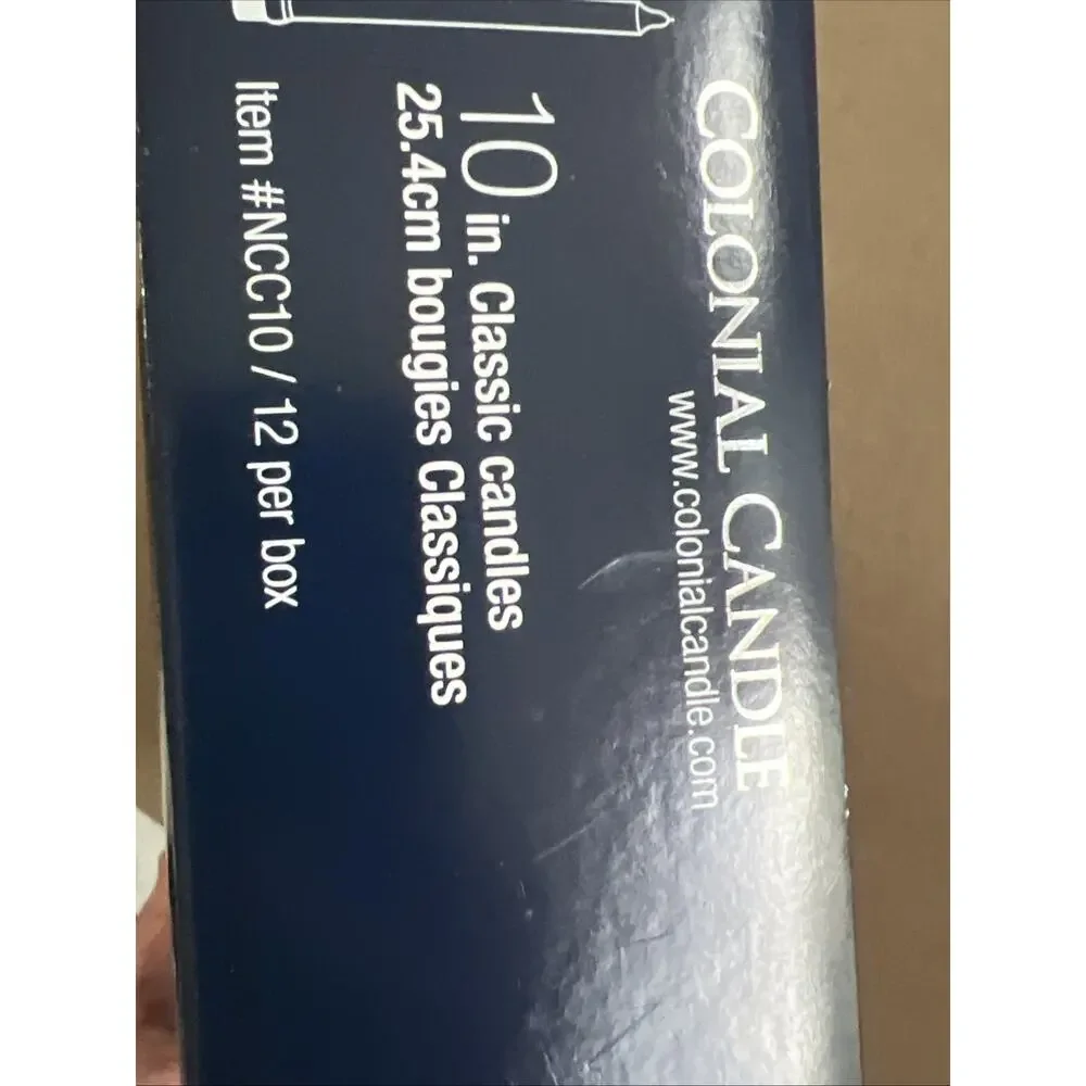 Colonial Candle 10 Inch Taper Candle Traditional Classic Coastal New In Box 12pc